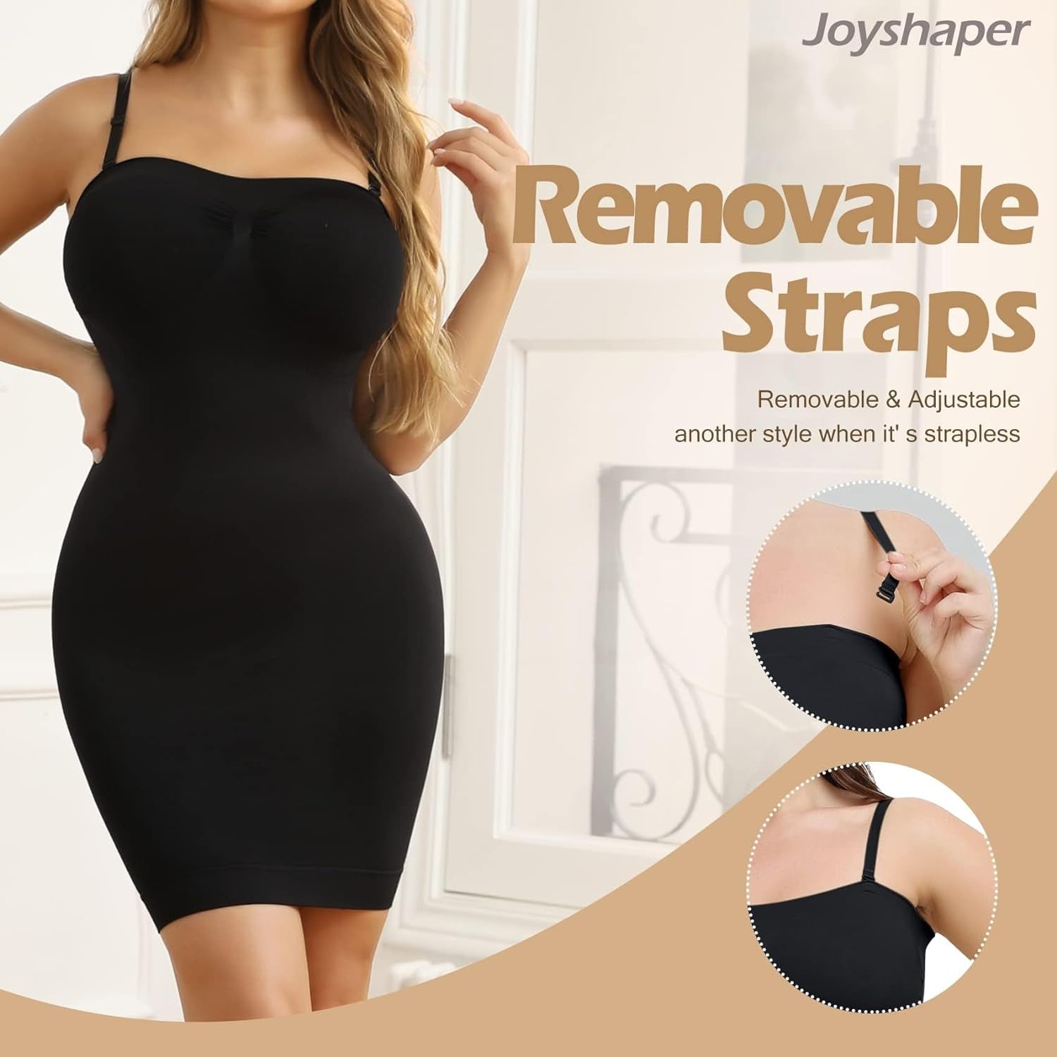 Strapless Shapewear Slip for Women under Dress Full Slips Dress Tummy Control Camisole Body Shaper Seamless